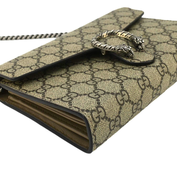 GUCCI Dionysus GG Supreme Canvas Chain Wallet Crossbody Bag Beige 401231
