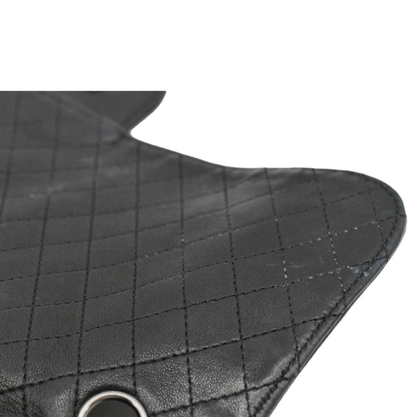 CHANEL Soft and Chain Flap Leather Shoulder Bag Black