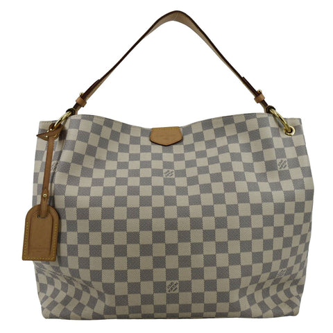 LOUIS VUITTON Graceful MM Damier Azur Shoulder Bag White
