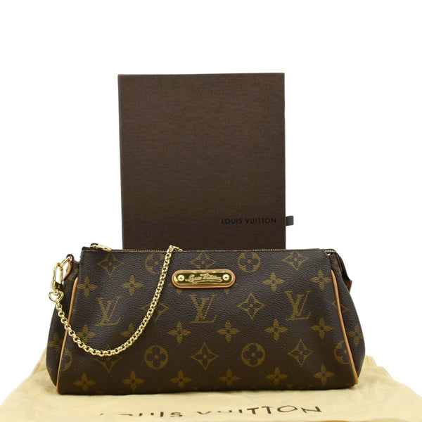 LOUIS VUITTON Eva Pochette Monogram canvas Clutch Crossbody Bag Brown