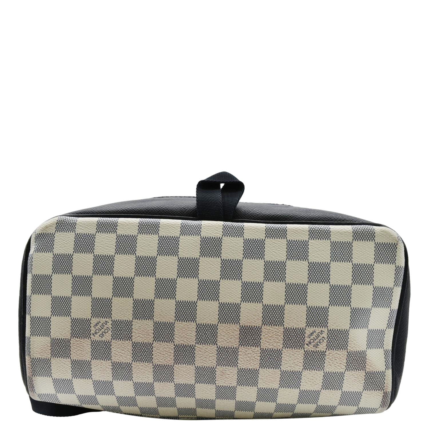 louis vuitton backpack square pattern LOUIS VUITTON Matchpoint Damier Azur White Backpack Bag