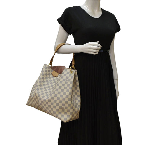 LOUIS VUITTON Graceful MM Damier Azur Shoulder Bag White