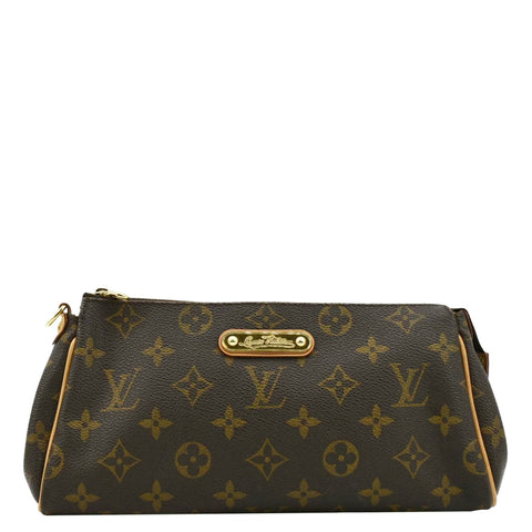LOUIS VUITTON Eva Pochette Monogram canvas Clutch Crossbody Bag Brown
