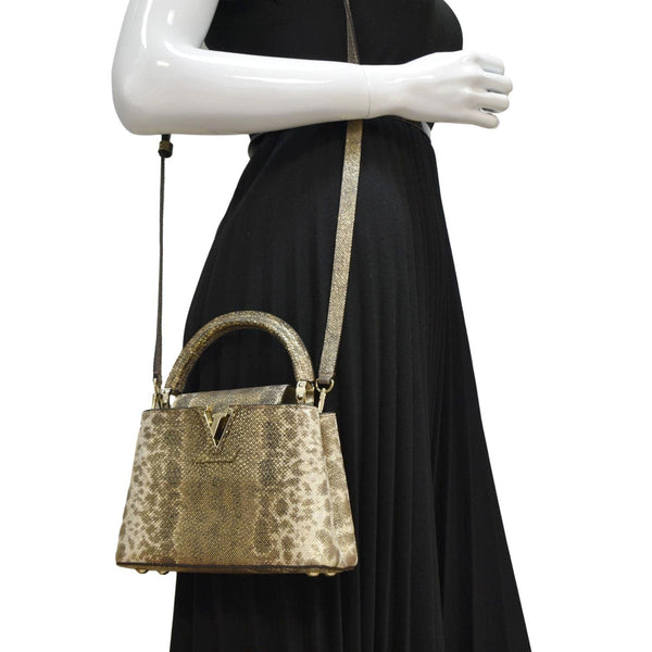 LOUIS VUITTON Capucines Mini Karung Skin Leather Shoulder Bag Full Moon