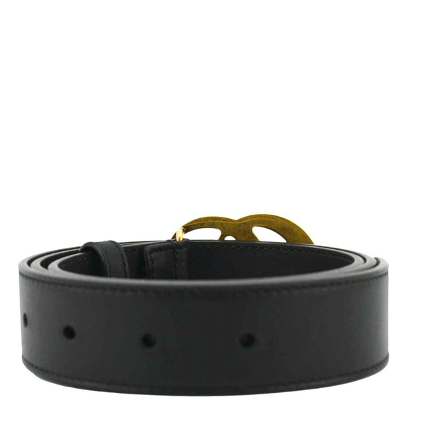 GUCCI GG Buckle Marmont Thin Leather Belt Size 80.32 Black 414516