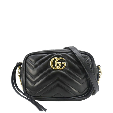 GUCCI GG Marmont Mini Matelasse Leather Crossbody Bag Black 448065