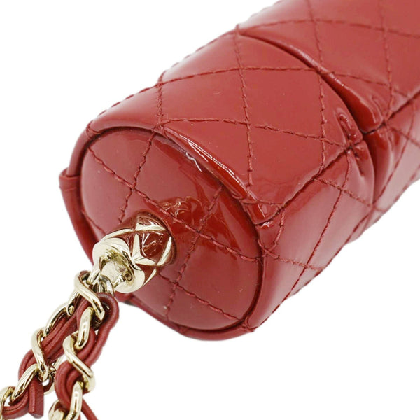 CHANEL CC Allure Patent Leather Chain Lipstick Case Red