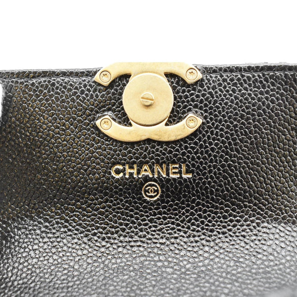 CHANEL Sweetheart CC Chain Quilted Caviar Leather Belt Bag Black