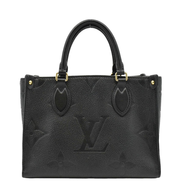 LOUIS VUITTON Onthego PM Monogram Empreinte Leather Tote Shoulder Bag Black