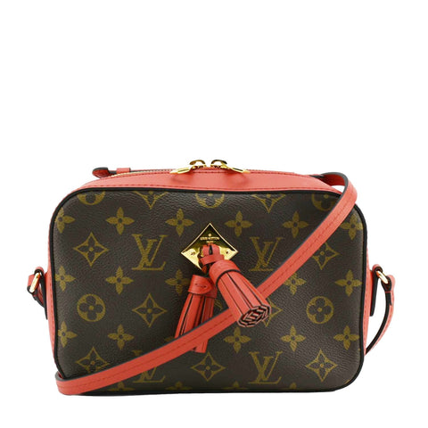LOUIS VUITTON Saintonge Monogram Canvas Crossbody Bag Coquelicot