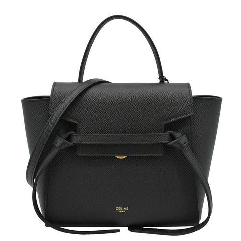 CELINE Nano Belt Grained Leather Shoulder Bag Black