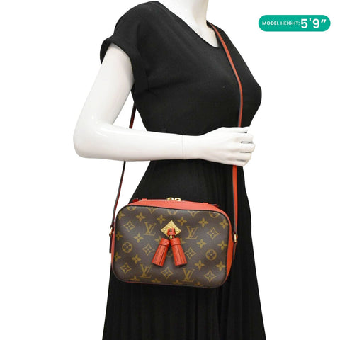 LOUIS VUITTON Saintonge Monogram Canvas Crossbody Bag Coquelicot