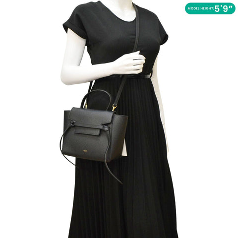 CELINE Nano Belt Grained Leather Shoulder Bag Black