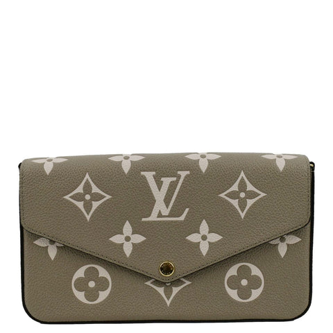LOUIS VUITTON Pochette Felicie Monogram Leather Chain Wallet Tourterelle Gray