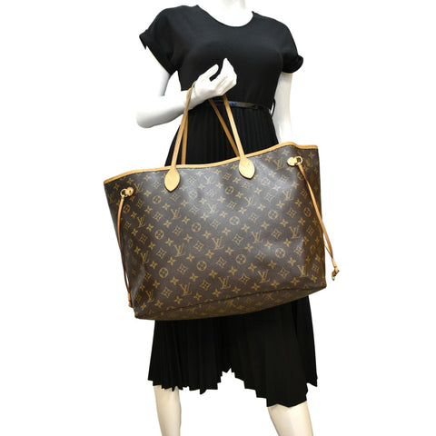 LOUIS VUITTON Neverfull GM Monogram Canvas Tote Bag Brown