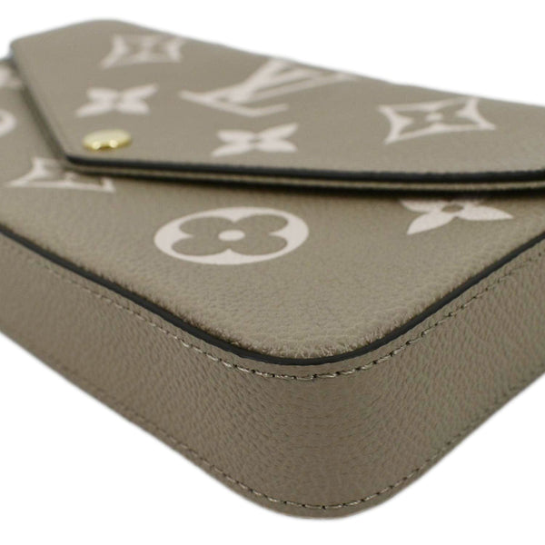 LOUIS VUITTON Pochette Felicie Monogram Leather Chain Wallet Tourterelle Gray