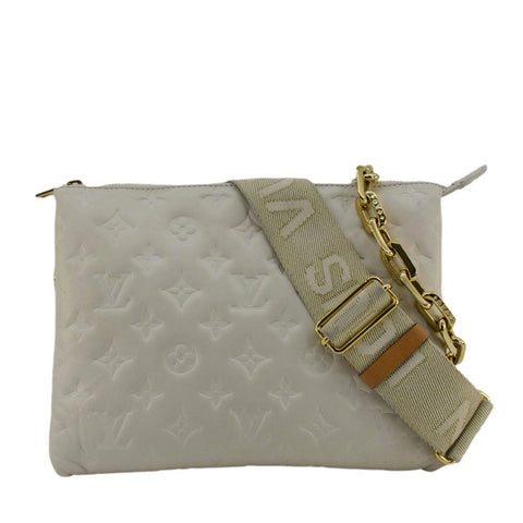 LOUIS VUITTON Coussin PM Monogram Embossed Leather Shoulder Bag Off White