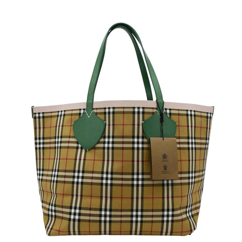 BURBERRY Giant Reversible Large Vintage Check Canvas Tote Bag Multicolor