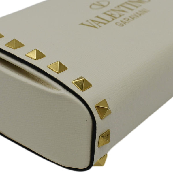 VALENTINO Rockstud Alcove Leather Clutch Shoulder Bag Ivory