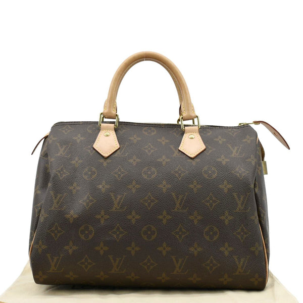 LOUIS VUITTON Speedy 30 Monogram Canvas Satchel Bag Brown