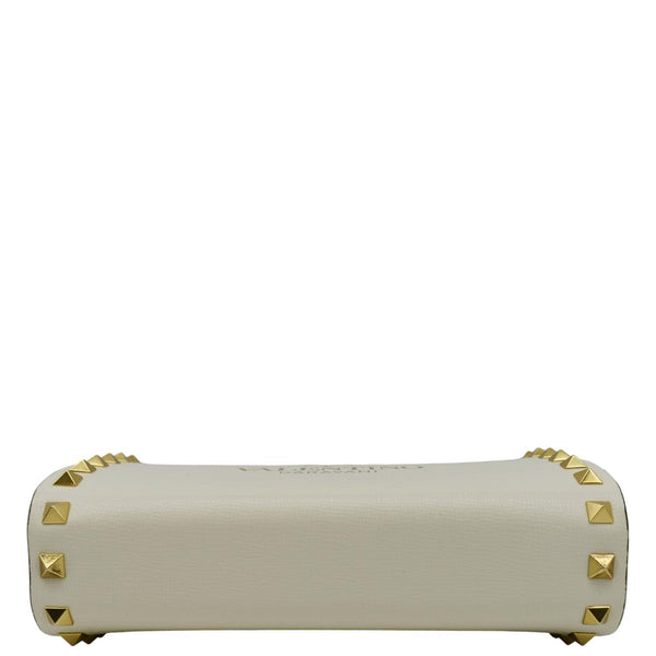 VALENTINO Rockstud Alcove Leather Clutch Shoulder Bag Ivory