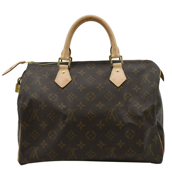 LOUIS VUITTON Speedy 30 Monogram Canvas Satchel Bag Brown