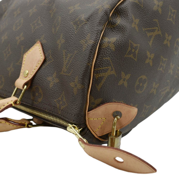 LOUIS VUITTON Speedy 30 Monogram Canvas Satchel Bag Brown
