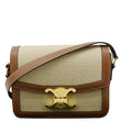 CELINE Triomphe Medium Leather Textile Shoulder Bag Light Brown
