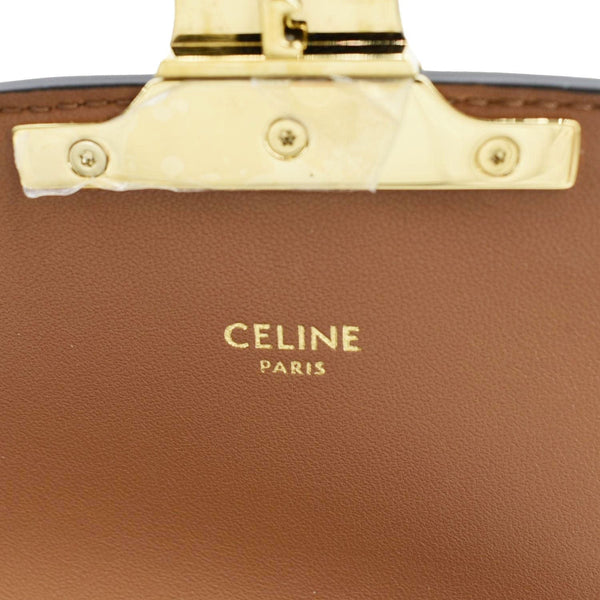 CELINE Triomphe Medium Leather Textile Shoulder Bag Light Brown
