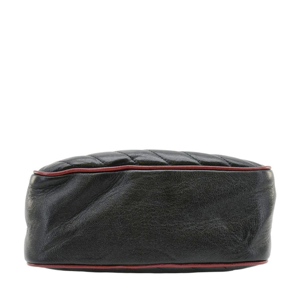 GUCCI GG Marmont Diagonal Leather Bamboo Top Handle Crossbody Bag Black 602270