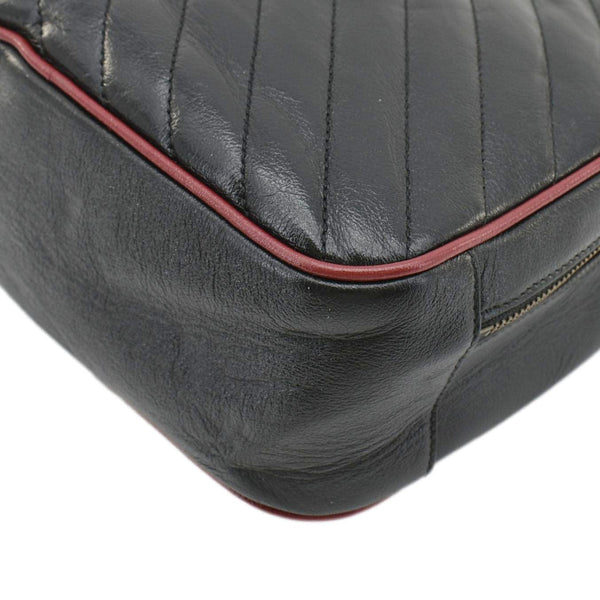 GUCCI GG Marmont Diagonal Leather Bamboo Top Handle Crossbody Bag Black 602270