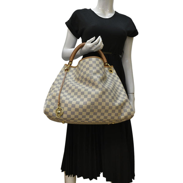 LOUIS VUITTON Artsy MM Damier Azur Hobo Bag White