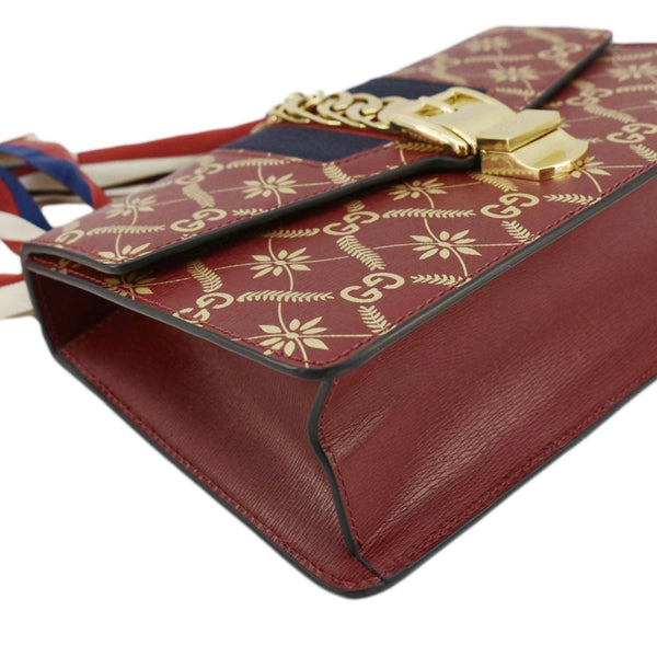 GUCCI Sylvie Small Printed Leather Satchel Bag Red 524405