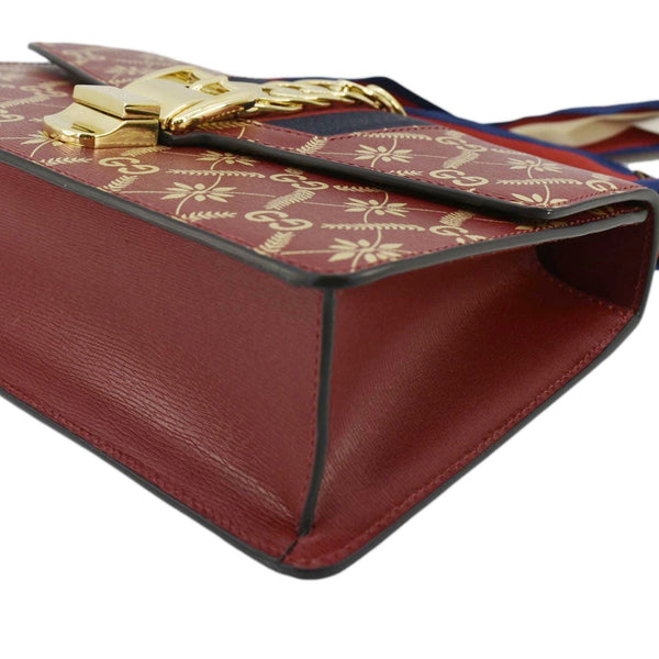 GUCCI Sylvie Small Printed Leather Satchel Bag Red 524405