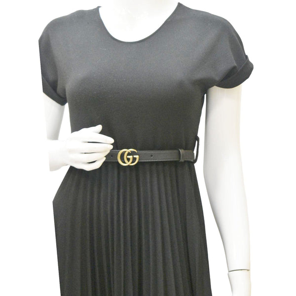 GUCCI Double G buckle Marmont Reversible Leather Belt Black 404912 Size 70.28