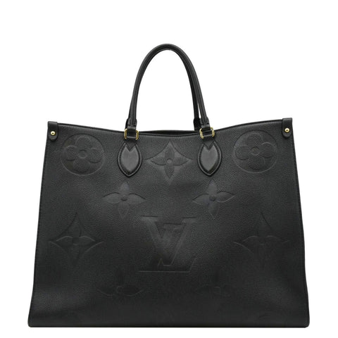 LOUIS VUITTON Onthego GM Monogram Empreinte Leather Tote Shoulder Bag Black