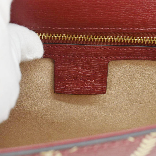 GUCCI Sylvie Small Printed Leather Satchel Bag Red 524405