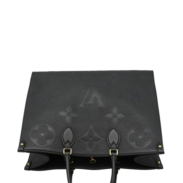 LOUIS VUITTON Onthego GM Monogram Empreinte Leather Tote Shoulder Bag Black