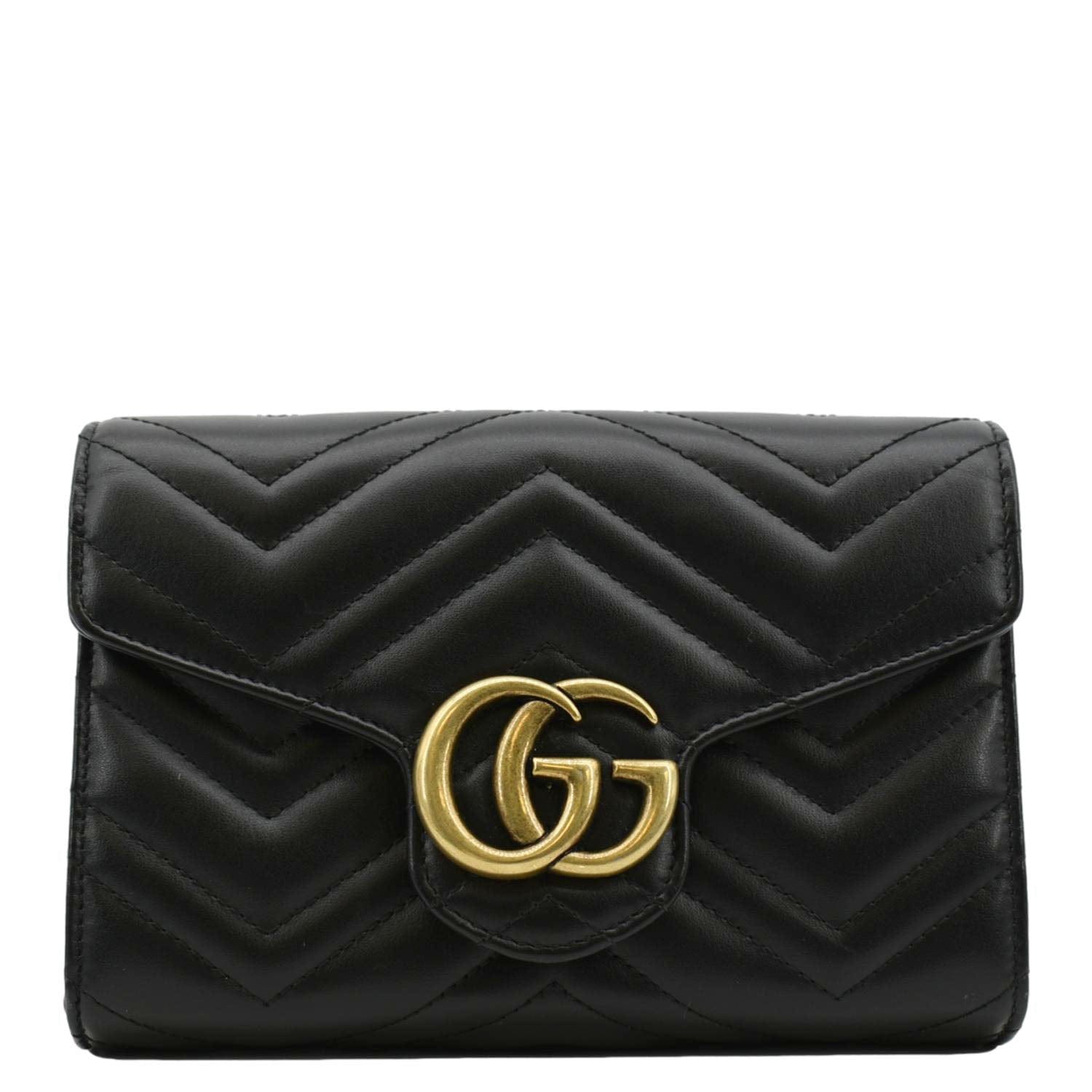GUCCI GG Marmont Mini Matelasse Leather Crossbody Bag Black 474575
