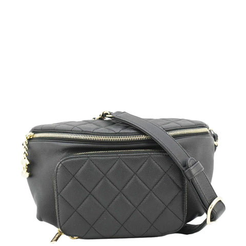 CHANEL Affinity Quilted Caviar Leather Waist Belt Bag Black