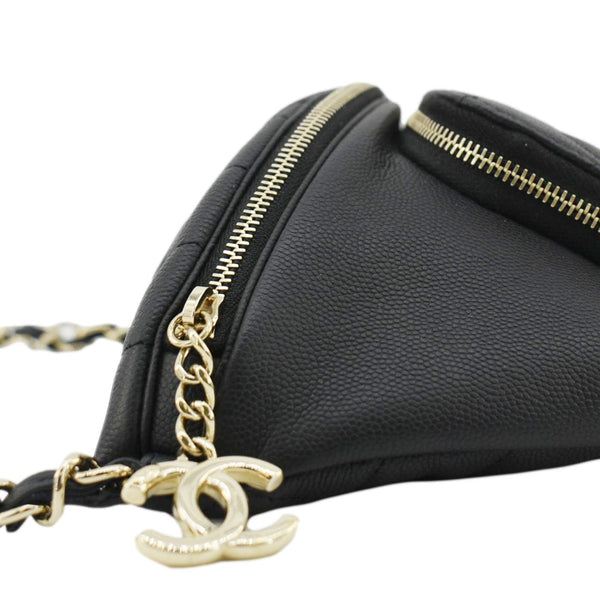 CHANEL Affinity Quilted Caviar Leather Waist Belt Bag Black