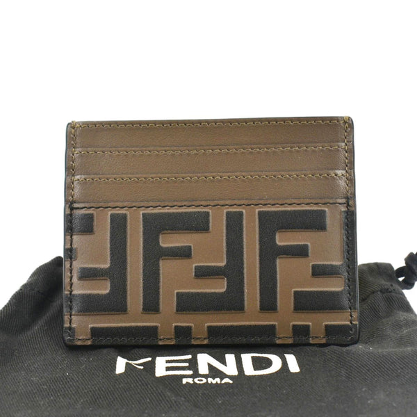Fendi Quilted FF Leather Card Holder Brown