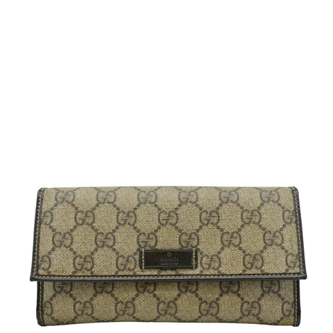 GUCCI GG Supreme Long Wallet Beige 203573