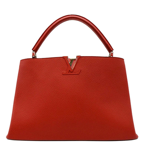 LOUIS VUITTON Capucines MM Taurillon Leather Satchel Bag Orange