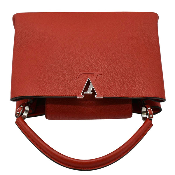 LOUIS VUITTON Capucines MM Taurillon Leather Satchel Bag Orange