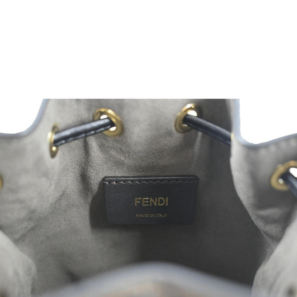 FENDI Mini Mon Tresor Leather Bucket Crossbody Bag Brown