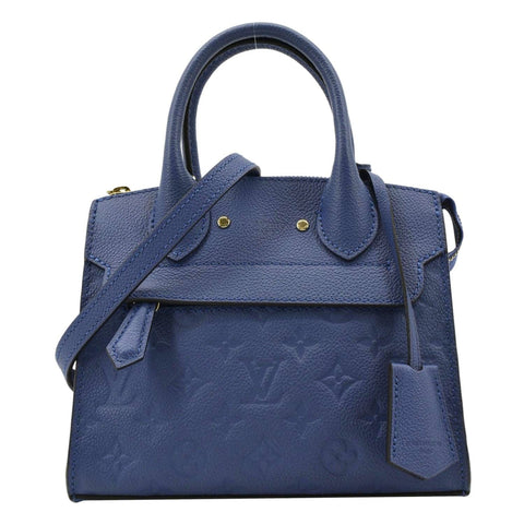LOUIS VUITTON Pont Neuf Monogram Empreinte Leather Shoulder Bag Blue