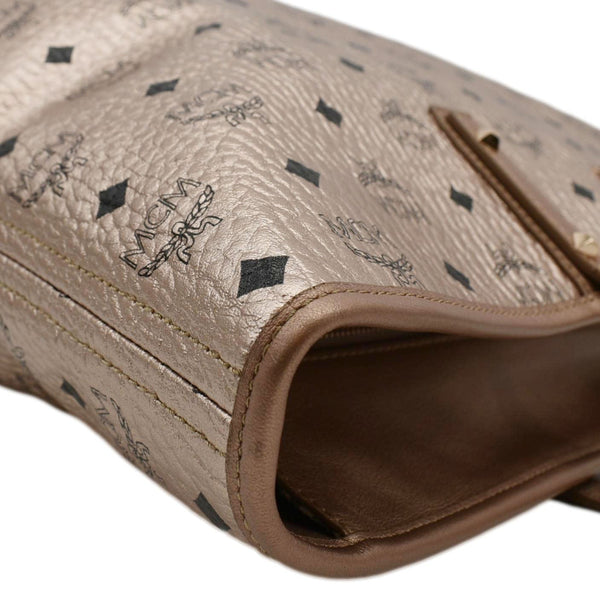 MCM Reversible Liz Medium Metallic Visetos Canvas Shopper Tote Bag Rose Gold