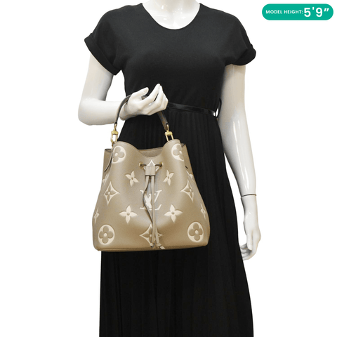 LOUIS VUITTON NeoNoe MM Bicolor Monogram Empreinte Shoulder Bag Cream