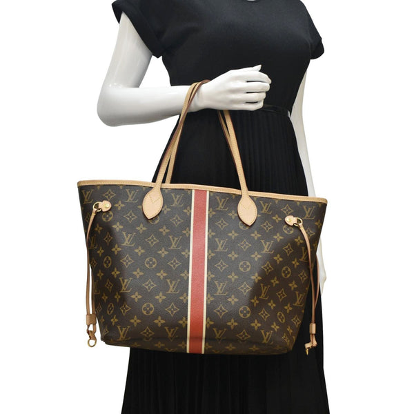 LOUIS VUITTON Neverfull My LV Heritage Monogram Canvas Tote Bag Red